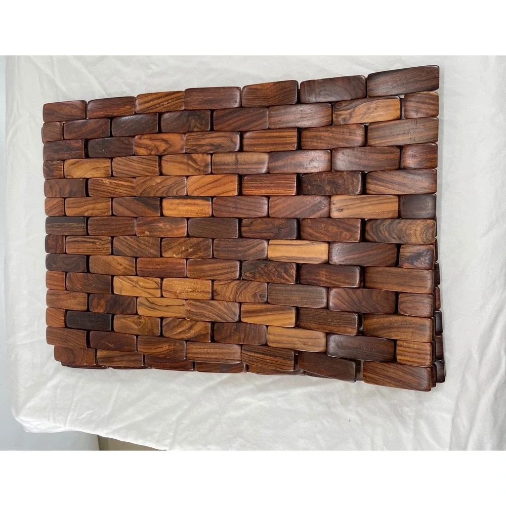 Costa Rica Rosewood Placemats 17.5x11 Wood Brick Brown Flexible Rustic Set of 4